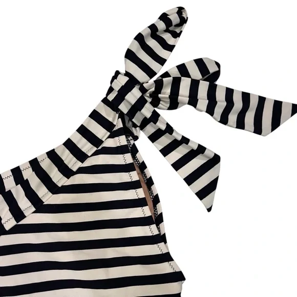 J. Crew One-shoulder One-piece Swimsuit in Classic Stripe Nautical Coastal Sz 6 - Picture 5 of 9